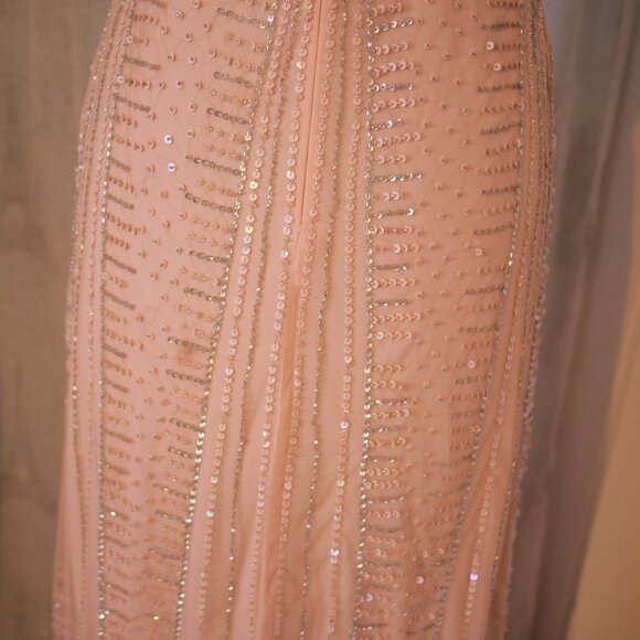 vtg 90s CACHE Y2K Pink Sequins Beaded Mermaid Maxi Dress Whimsigoth Fairycore 6 - Picture 13 of 16